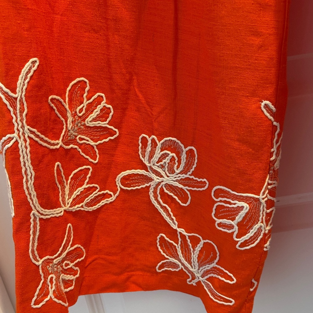 Alex Marie Bright Orange Wide-Leg Embroidered Hem Pants - Picture 4 of 13